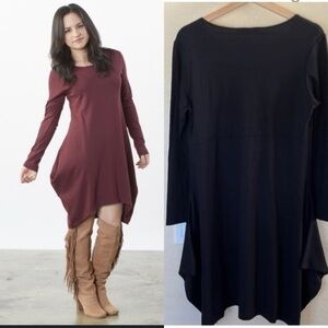 bryn WALKER midi Dress Chelsea Black Lagenlook Tunic Dress Size Small